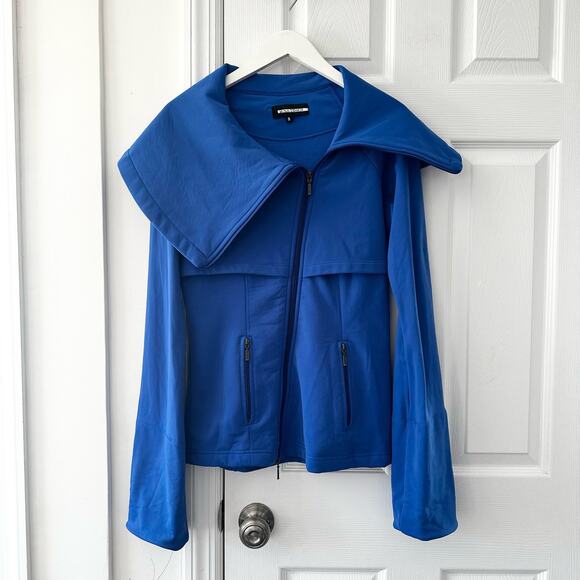 Anatomie Lugano Asymmetrical Zipper Wide Collar Cobalt Bright Blue Jacket Small - Picture 1 of 14
